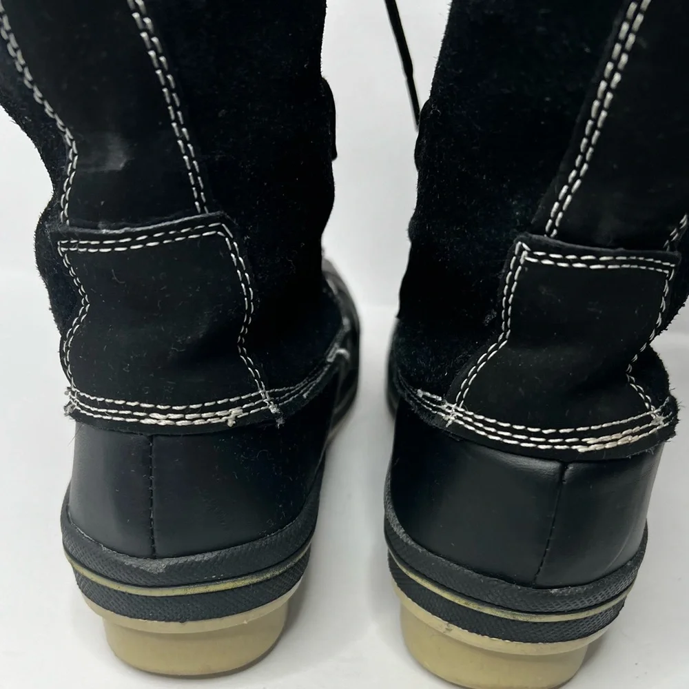 Merona Women's Winter Boots Black Leather Manmade Faux Fur Size 7 - Picture 4 of 8